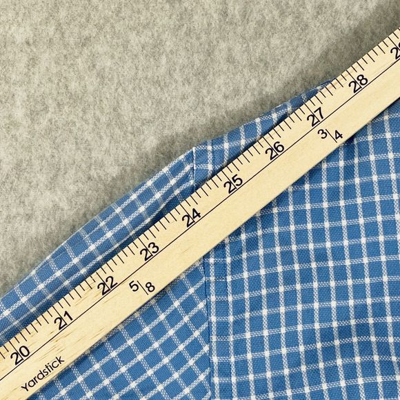Fairway & Greene Mens Button Up Shirt XXL/TTG Blue Check Long Sleeve Embroidered - Picture 6 of 11